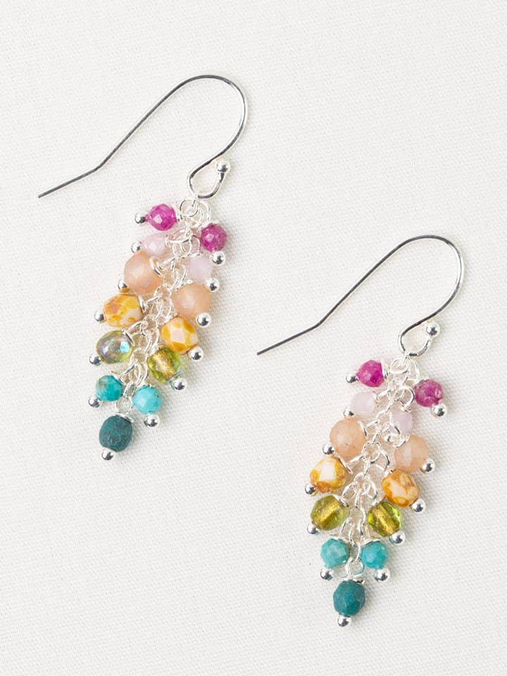 Primrose Turkos, Tjeckiskt Glas, Rubinklusterörhängen för wholesale av Anne Vaughan Designs Jewelry