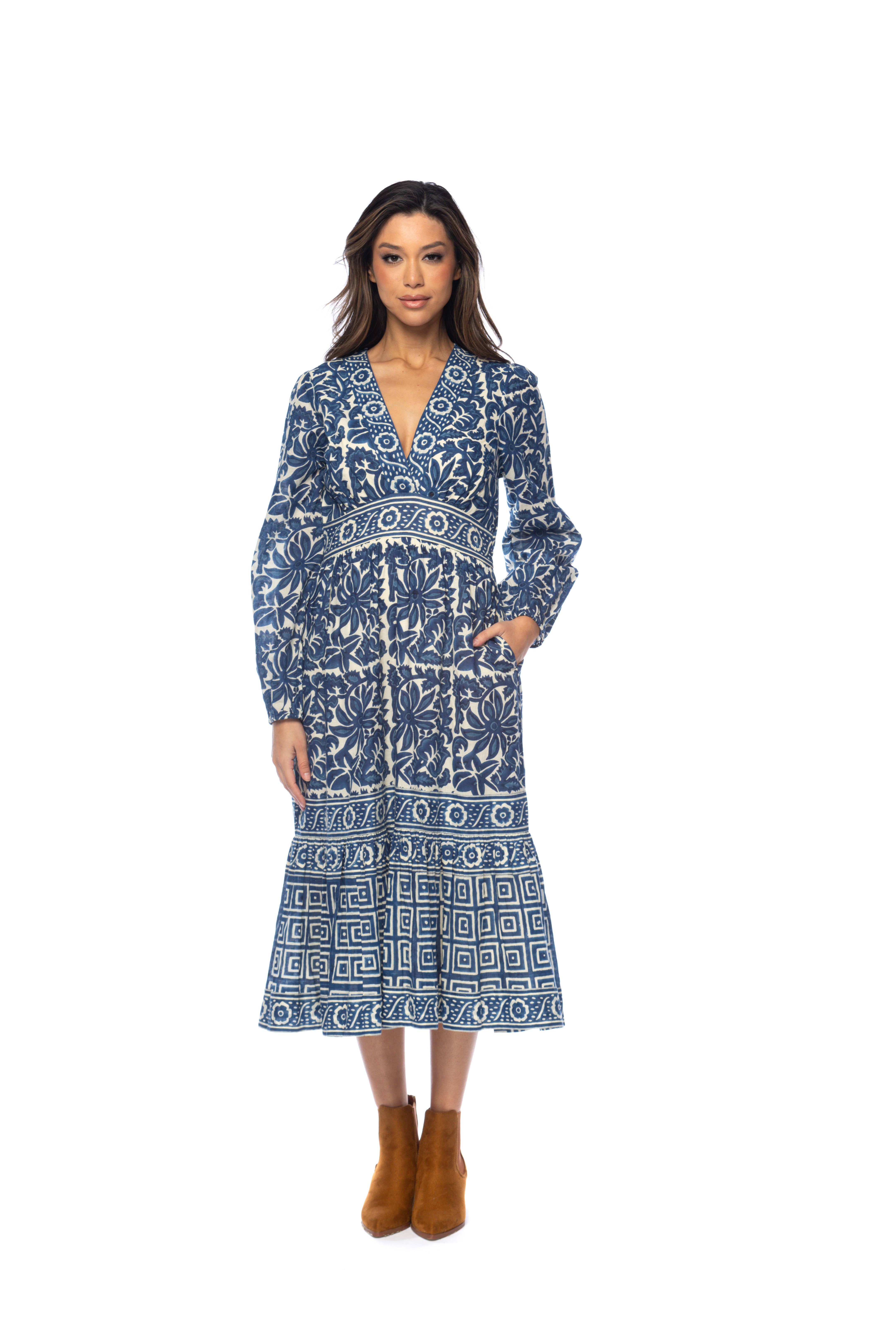 Navy Kasumi Flowy Dress for wholesale on Faire0