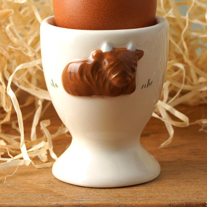 CGB Giftware – wholesale Egg cup/holder – Bramble Farm Highland Cow Egg Cup In Gift Box0