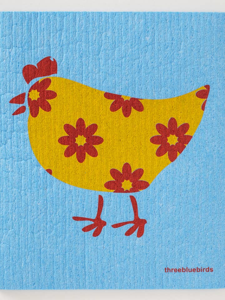 Gerti on Blue Swedish Dishcloth for wholesale by Three Bluebirds Swedish Dishcloths