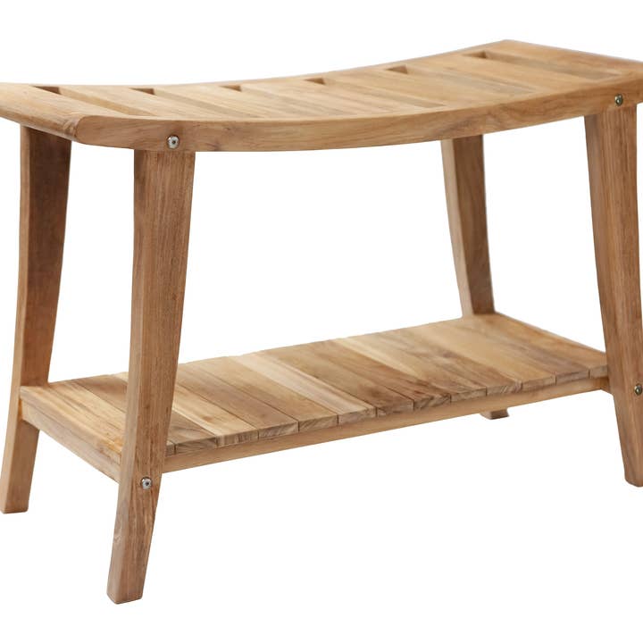 Nordic Teak - Wholesale Bench - Nordic Style Solid Teak Asian Style Bench with Shelf3