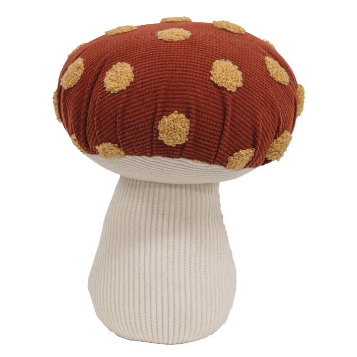 Burnt Orange Polka Dot Mushroom Sitter for wholesale by Bright Ideas
