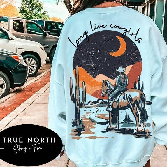T-shirt eller sweatshirt Western Long Live Cowgirls LARGE for engroshandel hos STRONG N FREE CDN