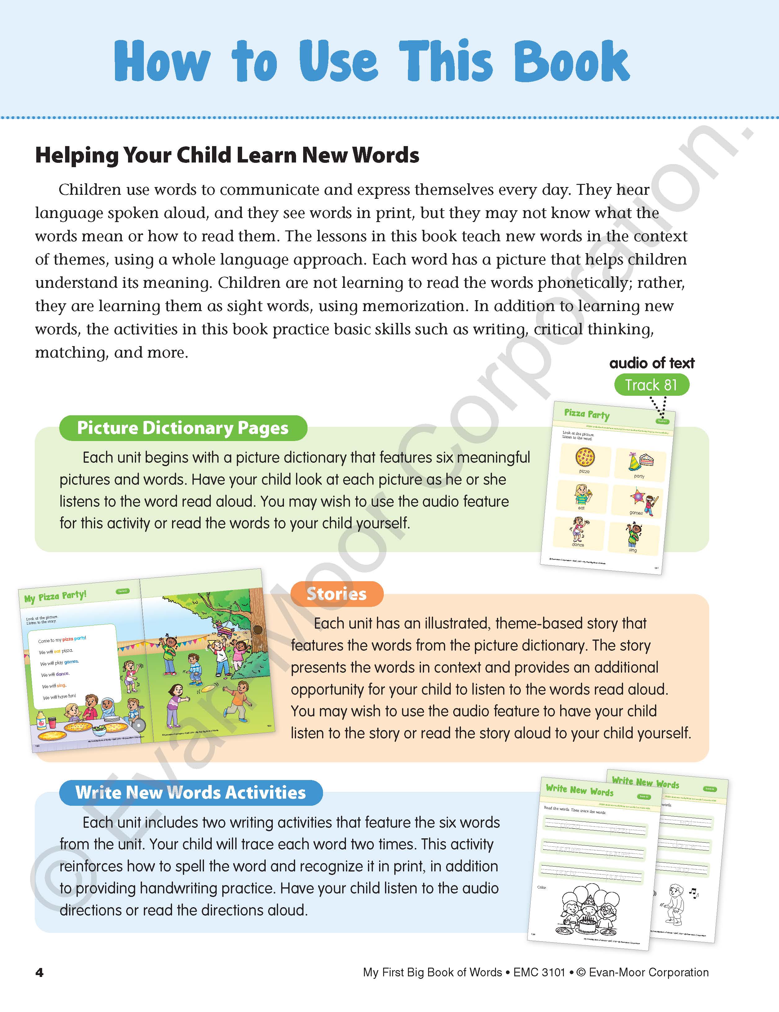 Evan-Moor Educational Publishers - Wholesale Baby & Toddler Book (0-2) - My First Big Book of Words, Grade PreK Workbook5