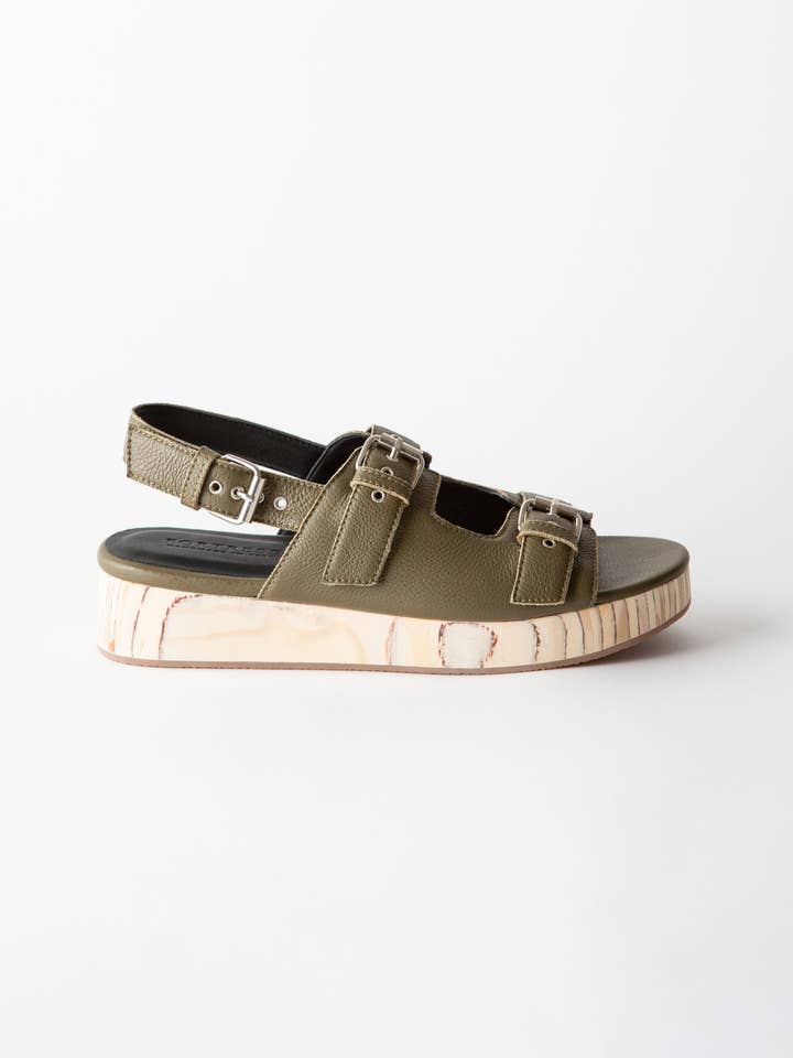 Leja Flatform Sandal Cactus Grained Nappa for wholesale by Fortress