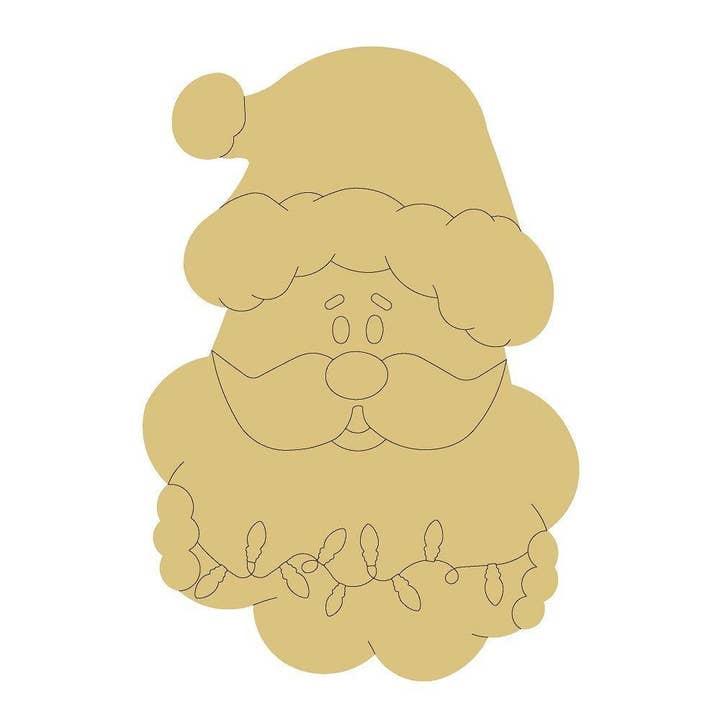 Santa Head With Lights Design By Lines Unfinished Wood Cutou for wholesale by Diverse Woodworking