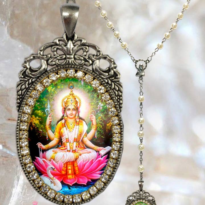 MariaSantissimaShop - Vendita all'ingrosso Collana con ciondolo/pendaglio - Saraswati Vandana Rosario Dea Dea Pendente Hindu Gioielli Hindu Sarasvati2