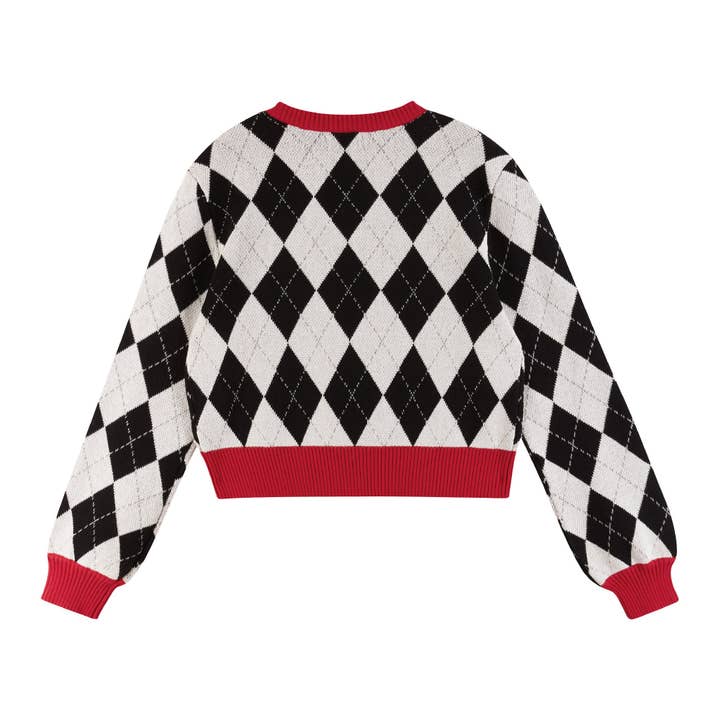 Kids White Argyle Sweater | Candy Canes Holiday Christmas for wholesale on Faire