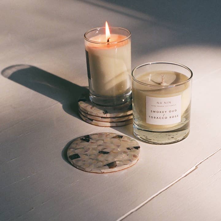 Na Nin – wholesale Jar/filled candle – Smokey Oud & Tobacco Rose Candle / Available in Multiple Sizes