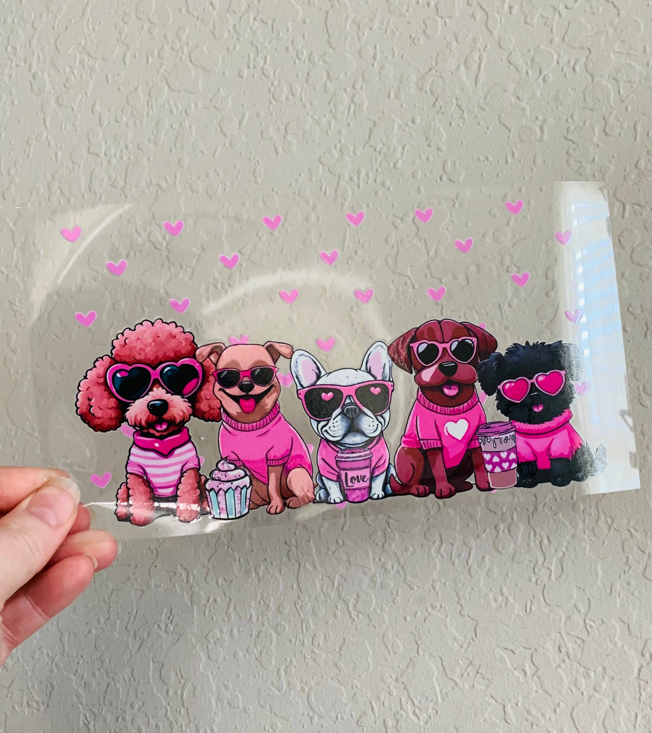 Oily Graphic Creations - Wholesale Sublimation Transfer - Puppies in Pink-16oz UV DTF Wrap2