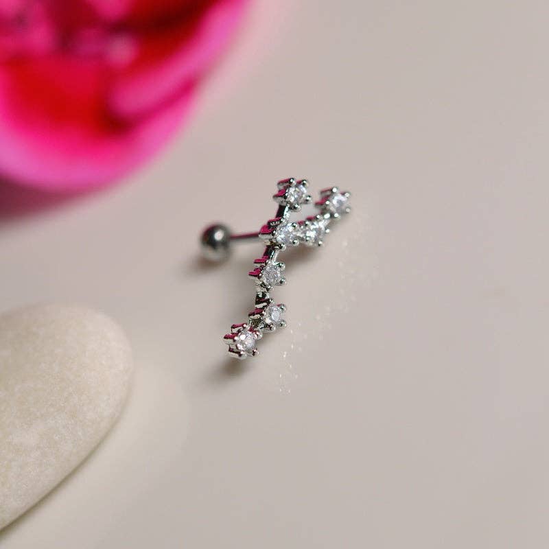 StockJWL - Wholesale Stud/Post Earrings - 12 Zodiac Earrings, Constellation Stud Earring Stud Piercing Tragus Helix Lobe and Cartilage Silver And Gold36