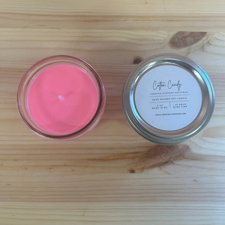 Cotton Candy - Bougie à la cire de soja - Pot Mason de 6 oz pour la vente par Created Purpose Boutique