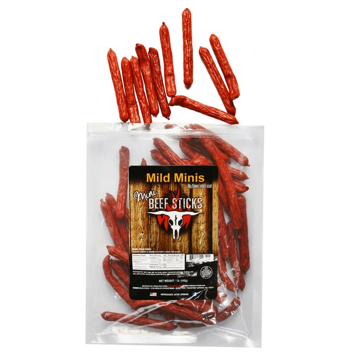 1 LB Mini Beef Sticks - 3 Mouth Poppin' Flavors for wholesale by Runnin' Wild Foods