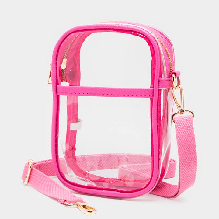 Solid Faux Leather Transparent Rectangle Crossbody Bag for wholesale by Sensibling Corp.