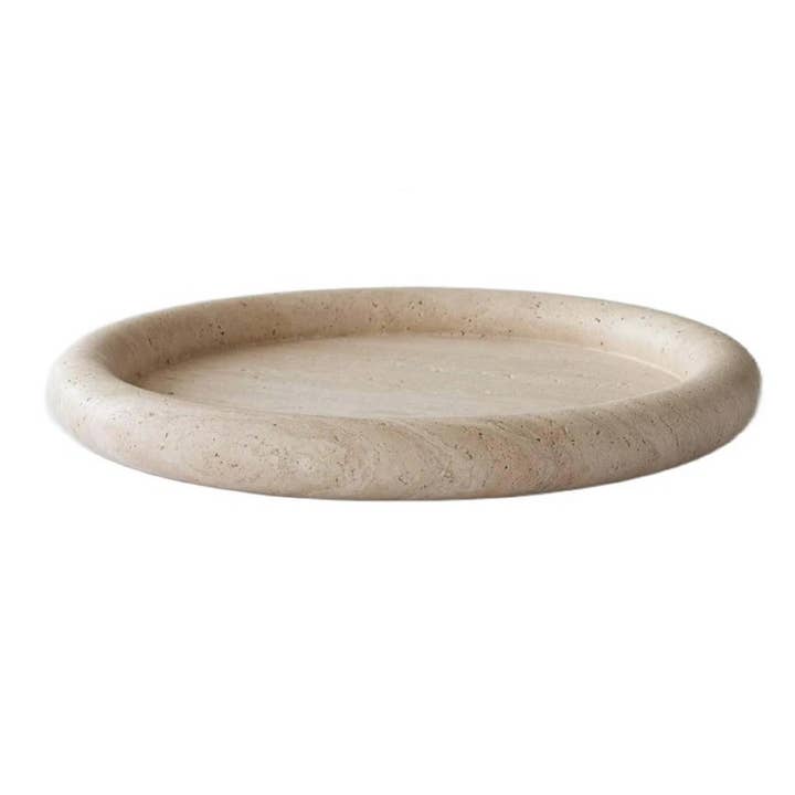 Travertine Small Round Tray Cream for wholesale by BIDKhome