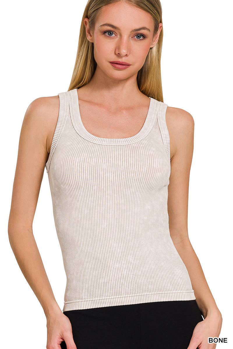 Vanilla Monkey - Vendita all'ingrosso Top in maglia - Donna - Canotta senza cuciture a costine lavata con scollo a 2 vie5