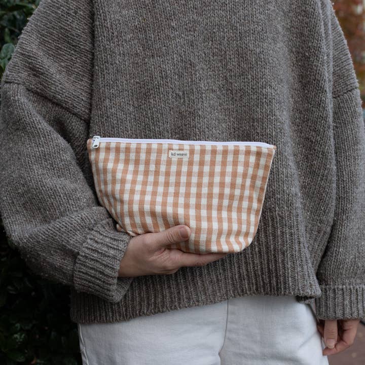 kd weave - Wholesale Pouch - Women's - Tan Gingham Pouch2