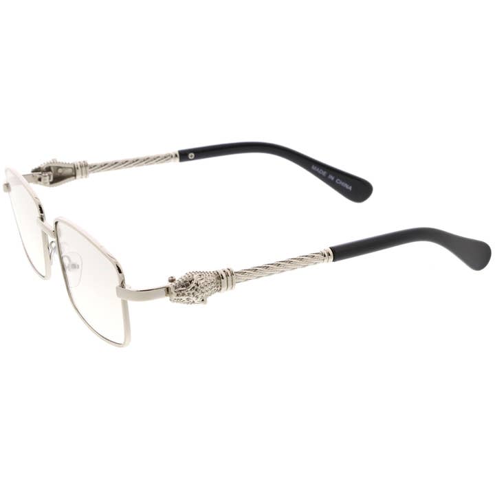 SPARE-SPECS, LLC - Wholesale Sunglasses - Unisex - Bold Retro Jaguar Metal Plated Detail Square Sunglasses D2475