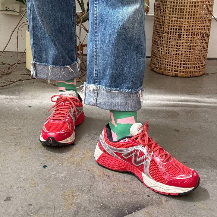 Jenny Pennywood – wholesale Socks – Unisex – Crew Socks - Checks in Watermelon1