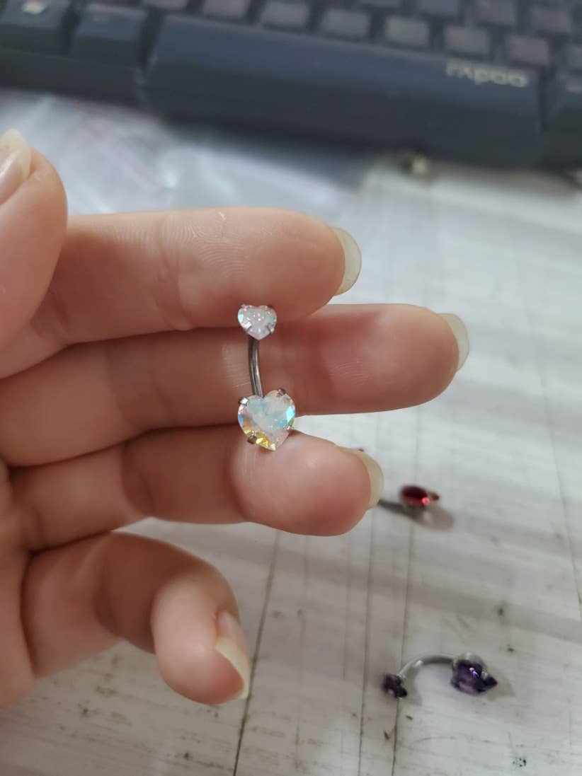 Gemscape UK - Wholesale Belly Ring - Heart shaped Belly Button - Two Stone Design7