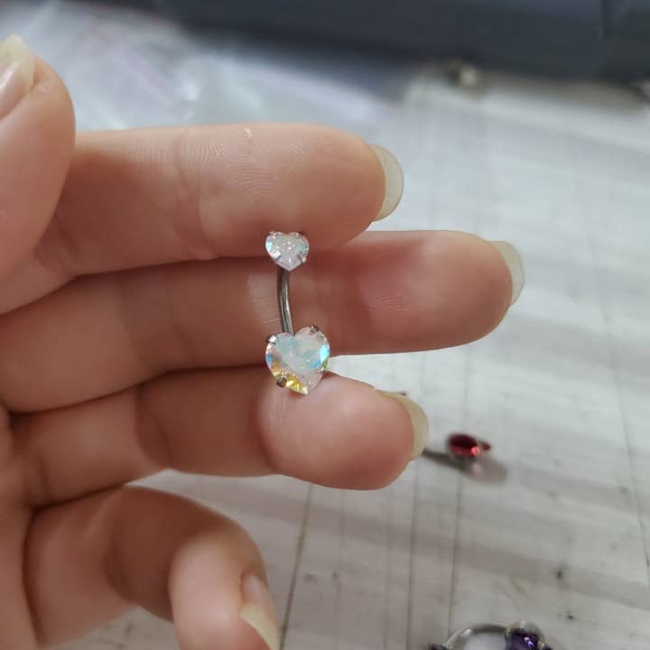 Gemscape UK - Wholesale Belly Ring - Heart shaped Belly Button - Two Stone Design7