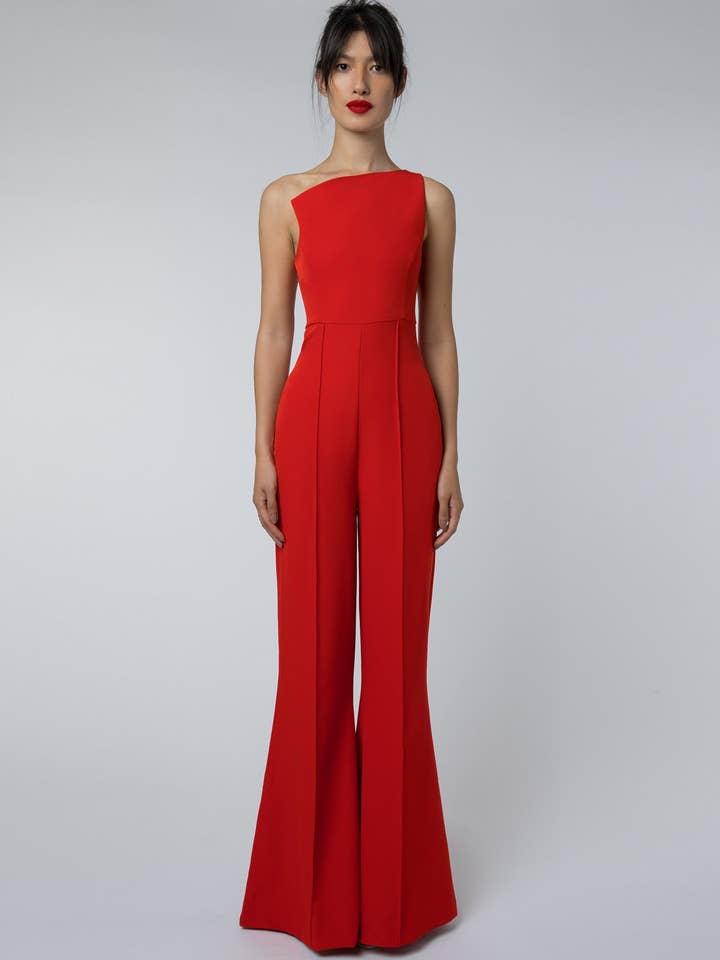 Combinaison jambes larges Elly - Rouge pour la vente par AQ/AQ