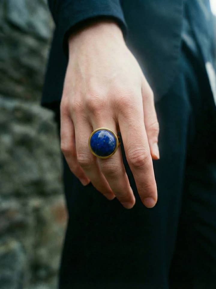 Nebulae Ring - Gold Lapis Lazuli 20mm for wholesale by Lawless