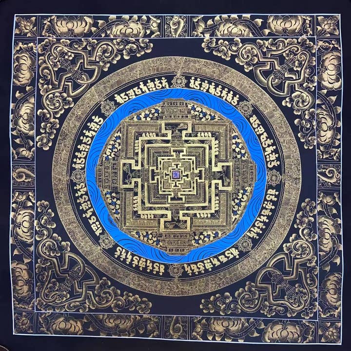 Peinture Thangka Tibétaine du Mandala Kalachakra pour la vente par Art Of Tibet