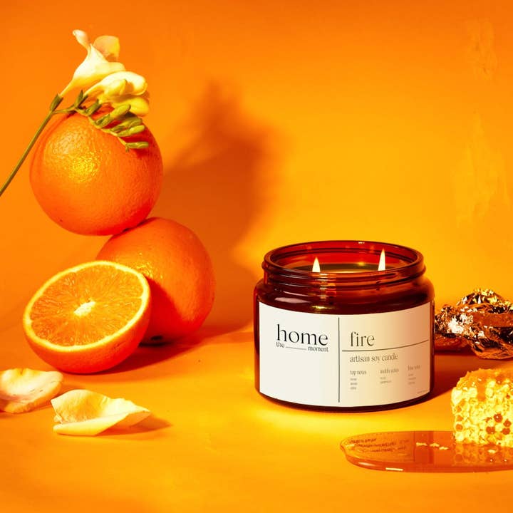 The Home Moment Candles Ltd - Wholesale Jar/Filled Candle - Fire | Honey & Sandalwood Fragranced Candle