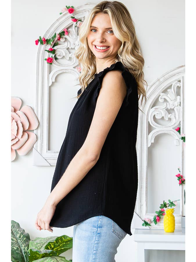 7th Ray - Vendita all'ingrosso Camicetta - Donna - Blusa da donna in cotone con collo arricciato T510414