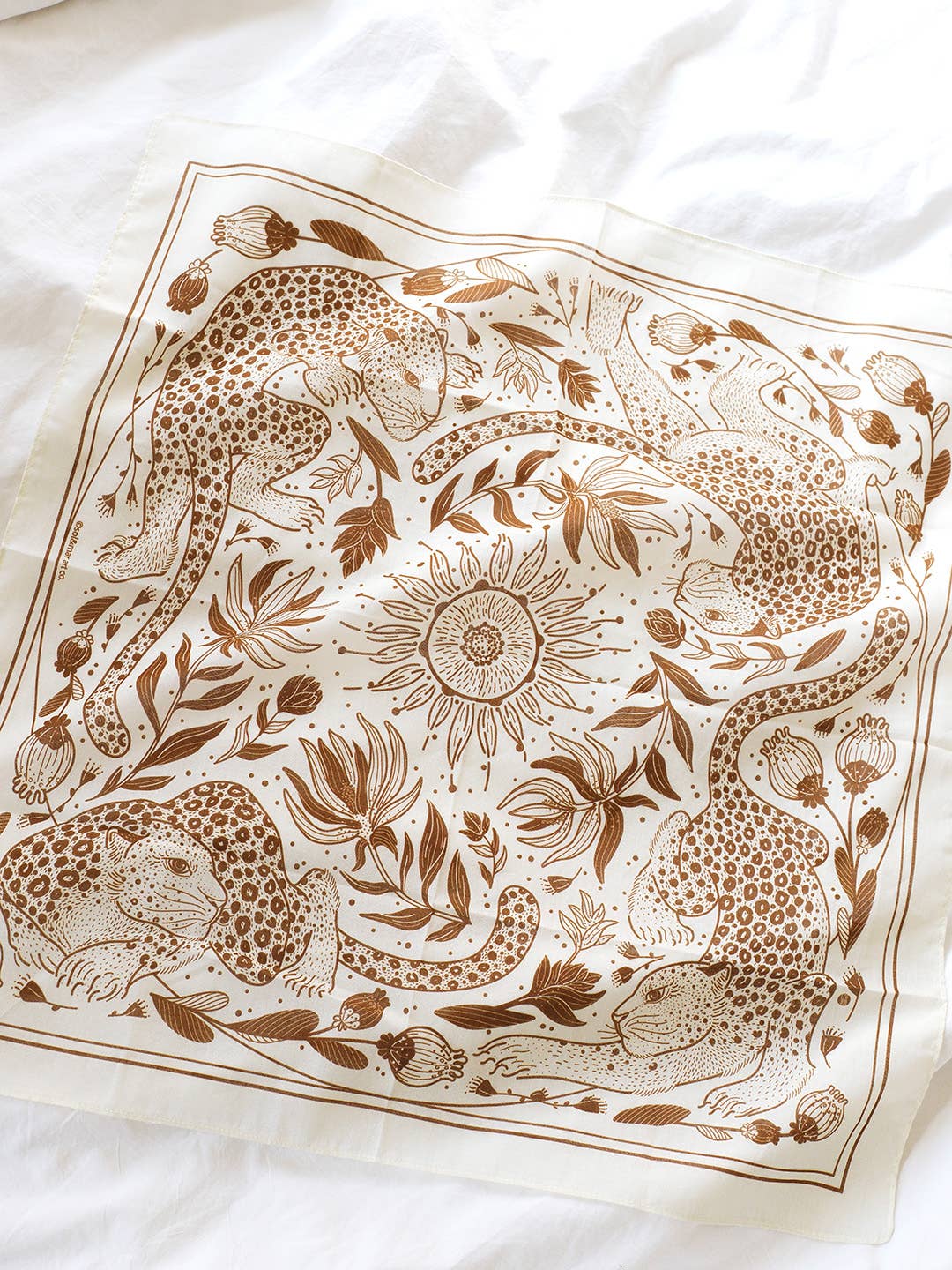 sol&mar art co. - Wholesale Bandana - Unisex - Leopard, and the Sun Bandana Scarf (Off-White/ Redesigned)1