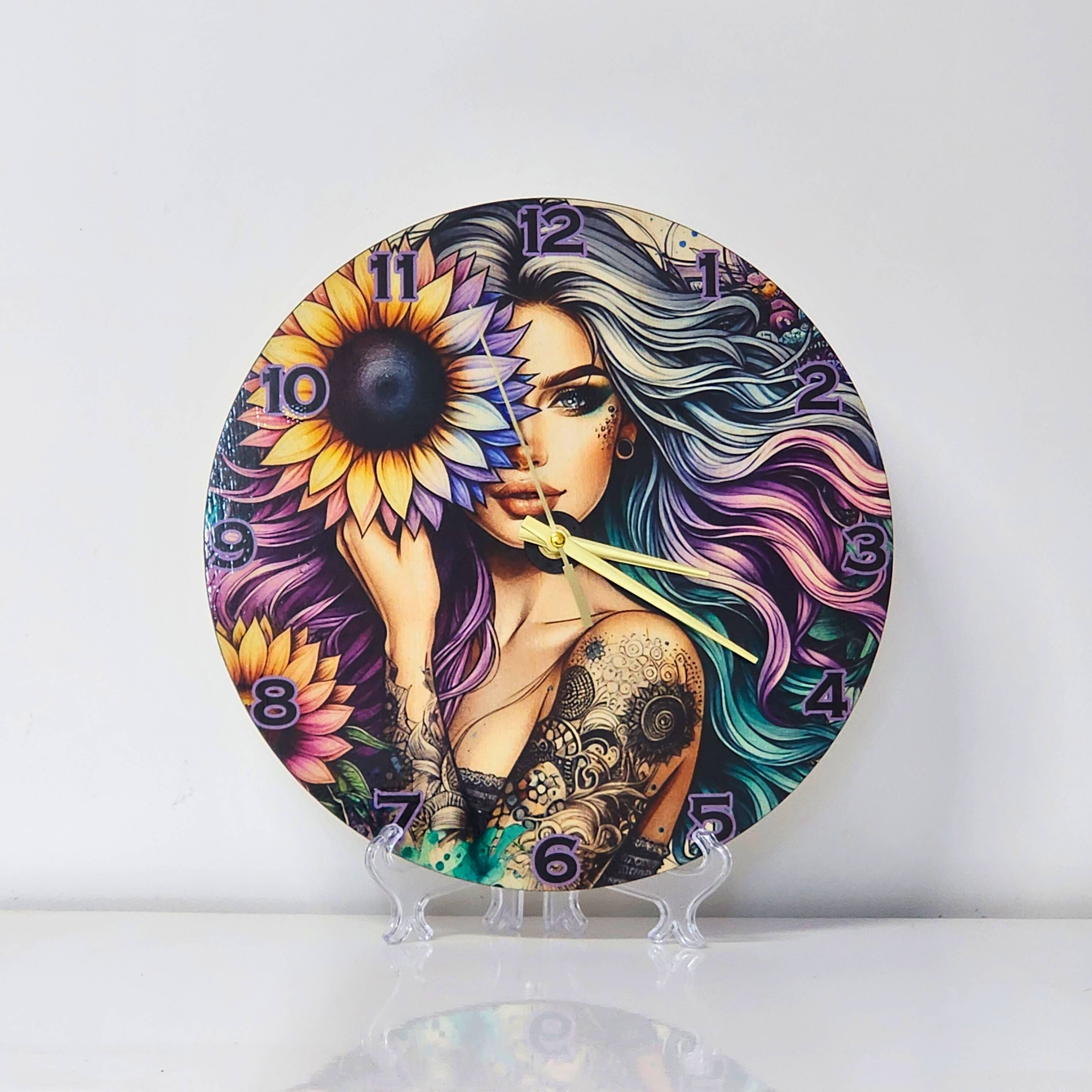 BoisMagique - Vente Horloges murales - Horloge Murale en Bois - Femme Mystique