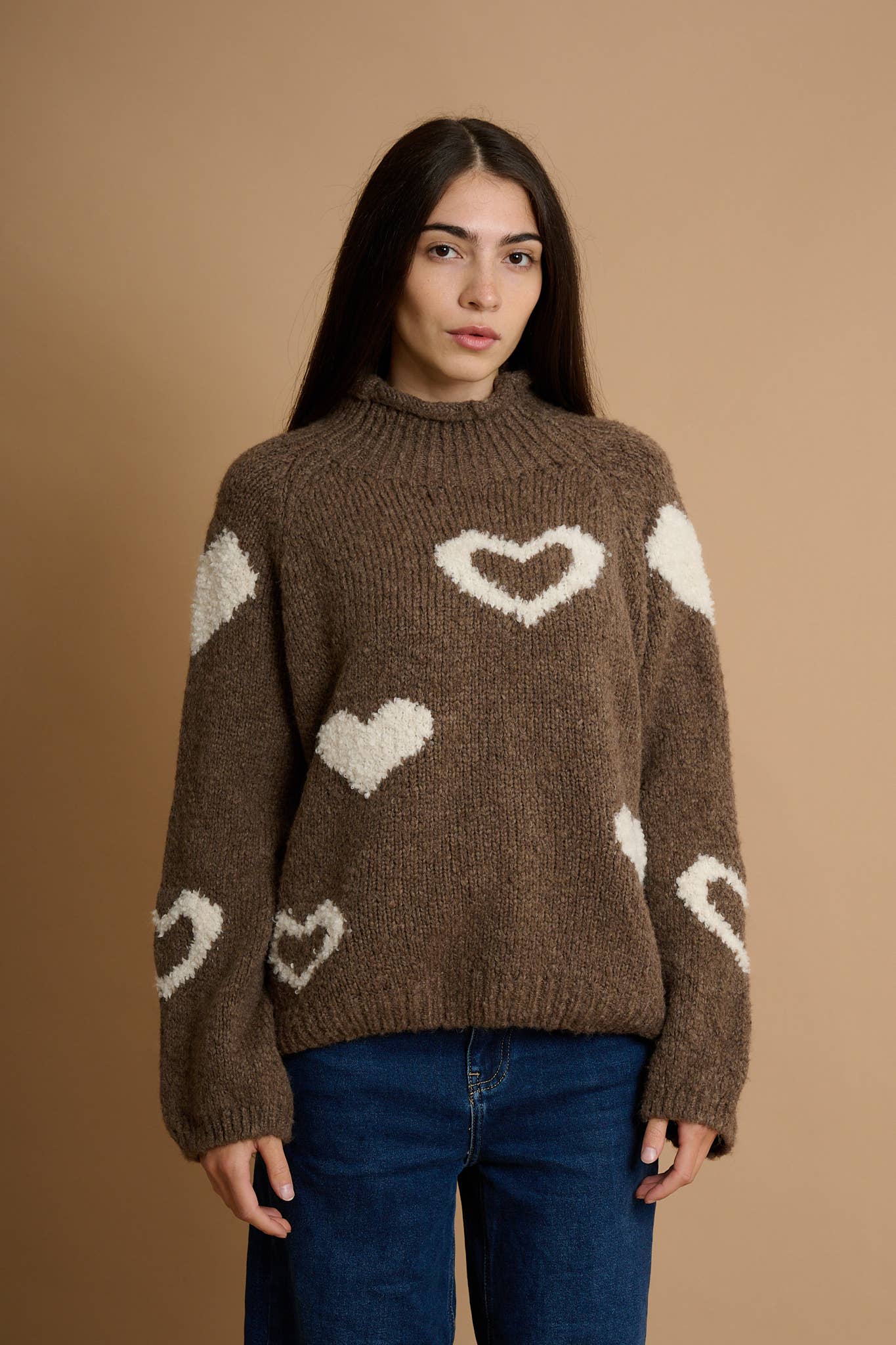 AMELÉ - Wholesale Knit Sweater - Women's - Chunky knit heart sweater1