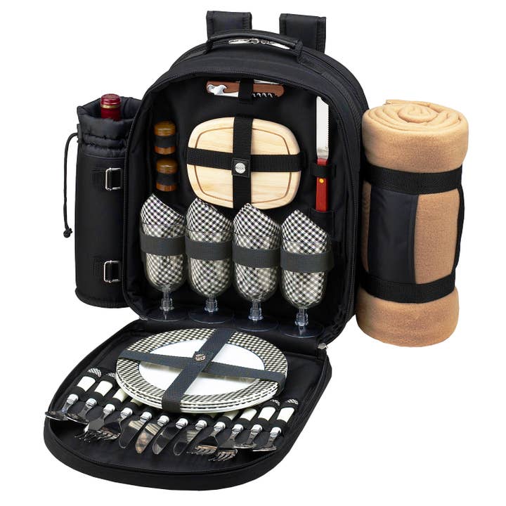 Picnic at Ascot - Wholesale Picnic Basket - Picnic Backpack for Four with Blanket