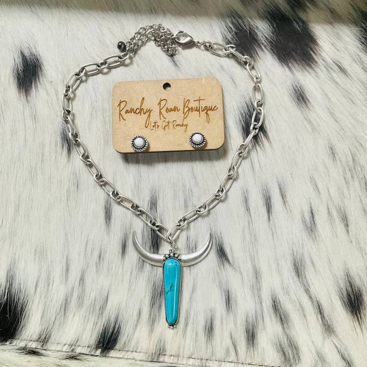 Collar vaquero con cadena de buey con calavera para venta al por mayor de Ranchy Roan Boutique