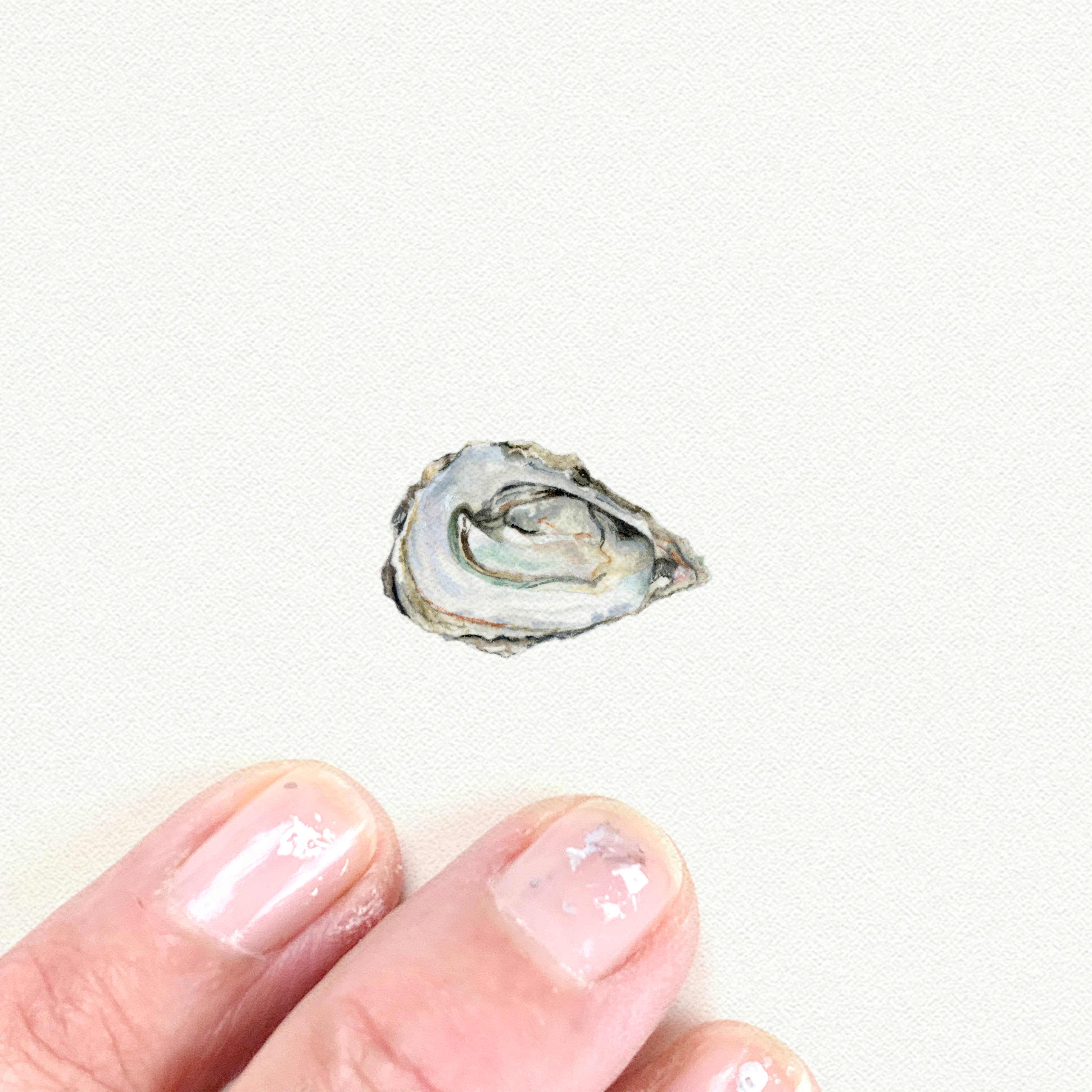 Karen Libecap Tiny Paintings - Wholesale Art Print - Oyster Miniature Watercolor Painting - Art Print1