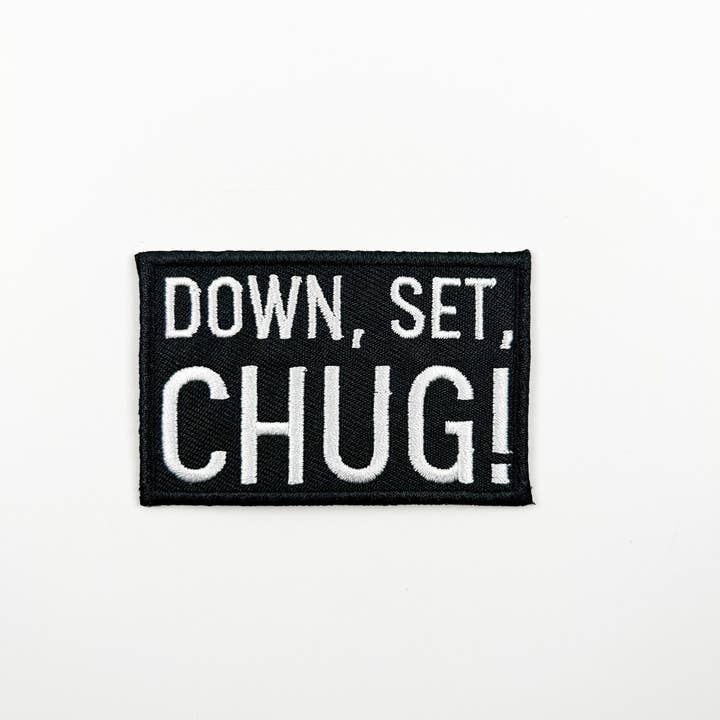 Field Trip Threads - Wholesale Patch - Down Set Chug Embroidered Iron On Patch Football Tailgate