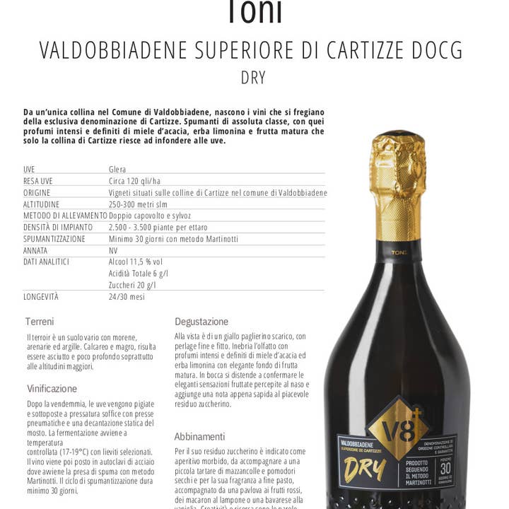 Metina SAS - Wholesale Champagne/Sparkling Wine - Sir Toni Valdobbiadene Sup. Cartizze Vineyeards V8+ 75 cl4