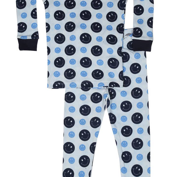 P1440-BLUE Smiles Pajamas for wholesale by 🤍Baby Steps and Mish Kids