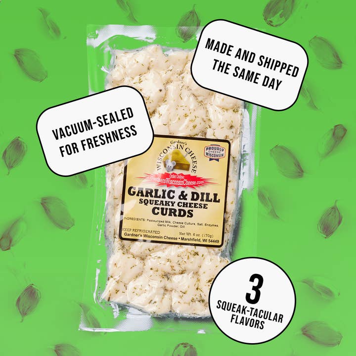 Gardner's Wisconsin Cheese and Sausage - Wholesale Cheese - Garlic & Dill Flavored Cheese Curds