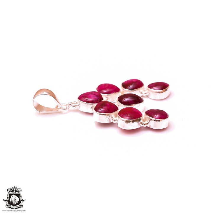 SARAH DESIGNS JEWELRY - Wholesale Pendant/Charm Necklace - Kashmir Ruby Native Squash Blossom Pendant & 3MM Italian Chain P10067