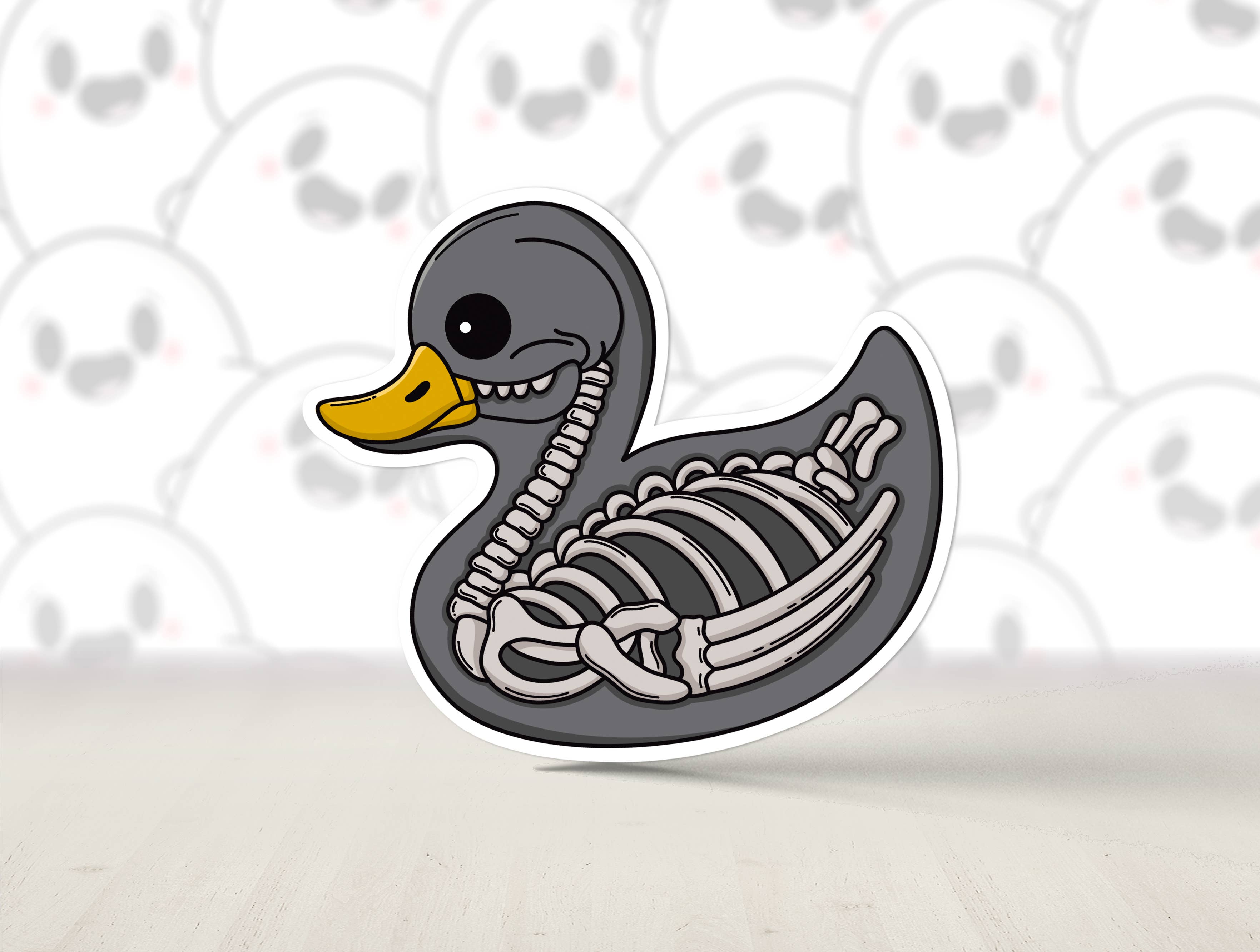 DoodleWitch – Großhandel Aufkleber – Skeleton Rubber Duck, lustiger Entenvogelaufkleber, Ballon Anima
