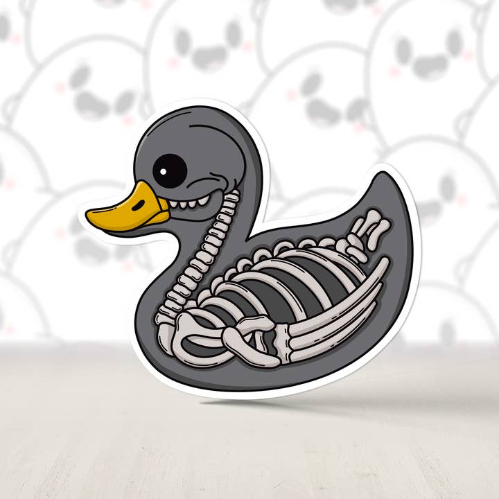 DoodleWitch - Wholesale Sticker - Skeleton Rubber Duck, Funny Duck Bird Sticker, Balloon Anima