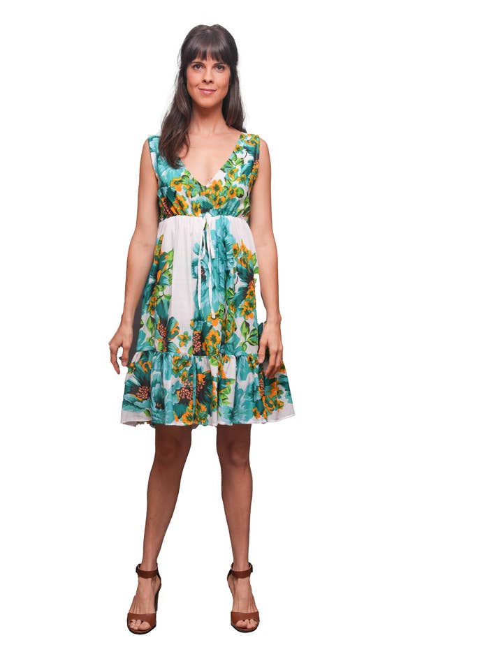 Abstract Bloom Sleeveless Summer Dress for wholesale by Sacred Threads