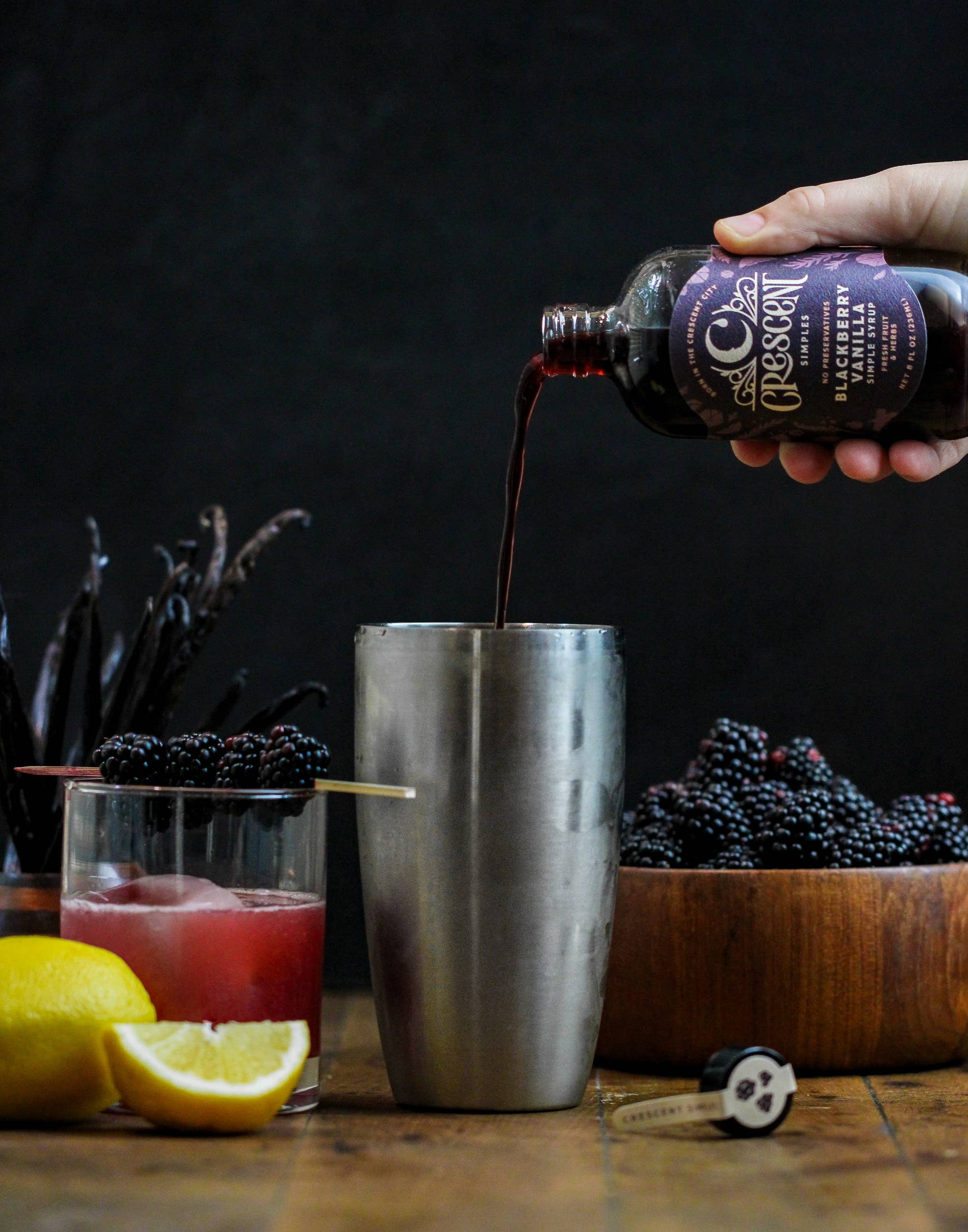 Crescent Simples - Wholesale Cocktail Mix/Syrup - Blackberry Vanilla Simple Syrup4