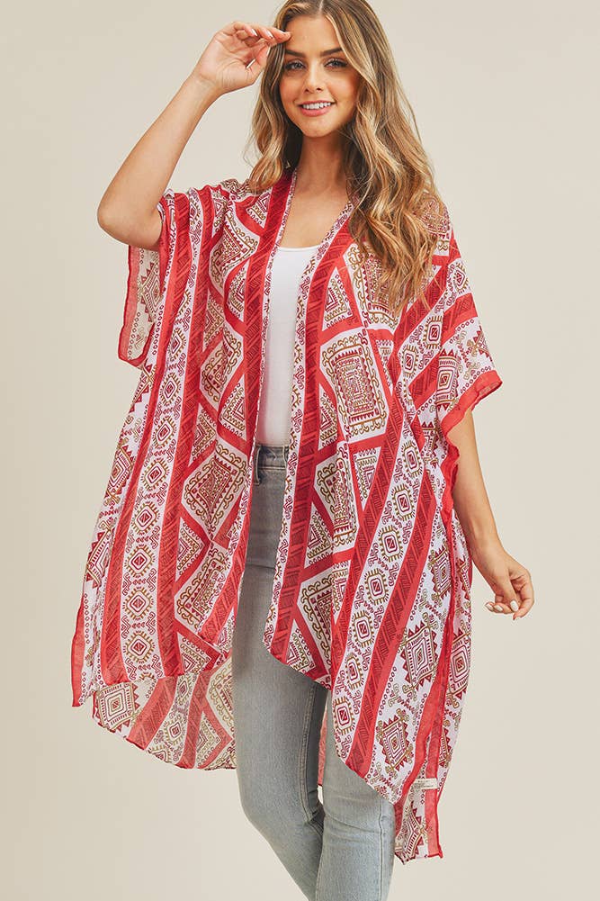 Hana - Wholesale Kimono - Women's - Tribal Pattern Summer Kimono Cover Up6