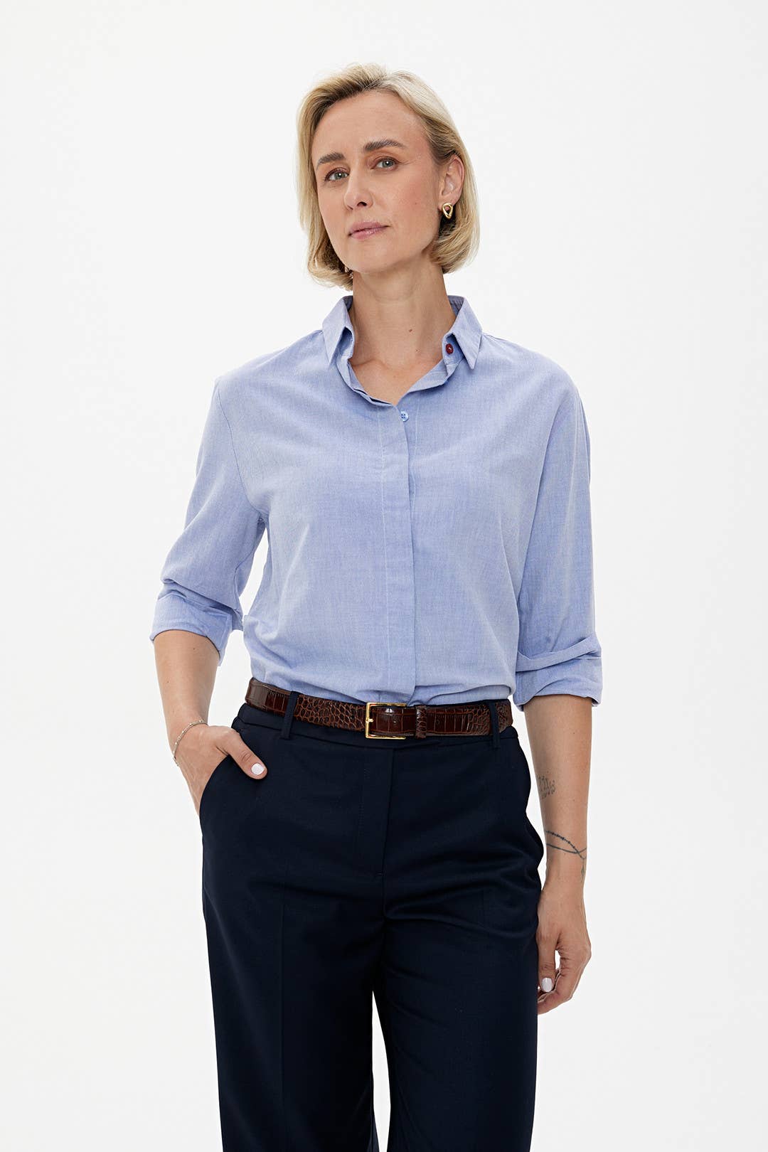 CAPSULE by Agnė Gilytė - Wholesale Button Down Shirt - Women's - Shirt 'OXFORD' | classic washed cotton in baby blue3