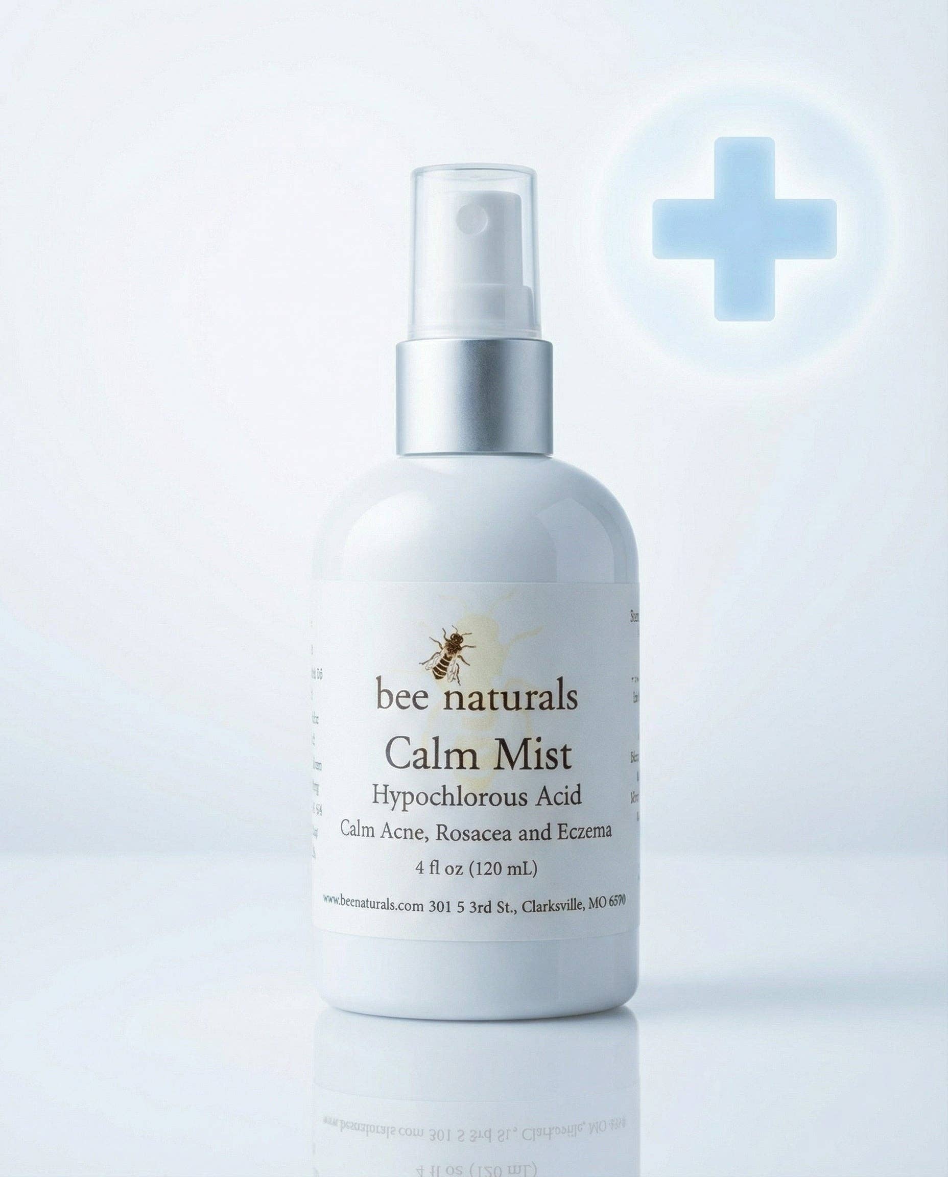 Bee Naturals - Wholesale Face & Body Mist/Water - Calm Mist - Hypochlorous Acid Spray for Face | Calms Acne, Rosacea & Eczema | Sensitive Skin Facial Toner Mist | Fragrance-Free, Dermatologist Tested | 4 fl oz5