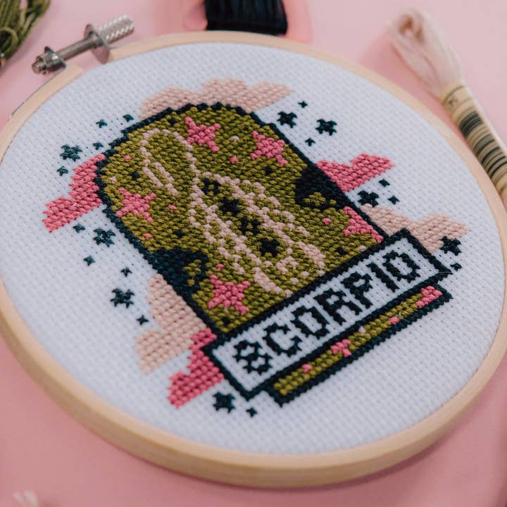 Innocent Bones - Wholesale Embroidery/Cross Stitch Supplies - 'Scorpio' Zodiac Star Sign Cross Stitch Kit