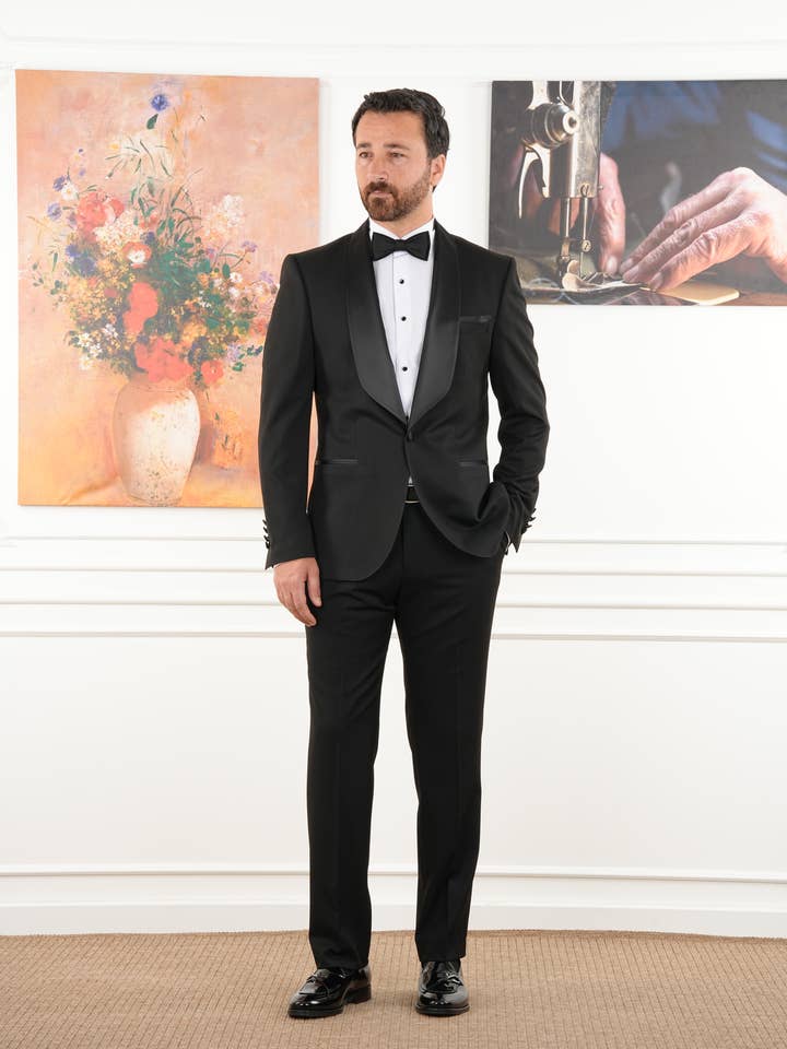 Heren smoking bruidegom kostuum Italiaanse stijl sjaalkraag voor wholesale door parez suits